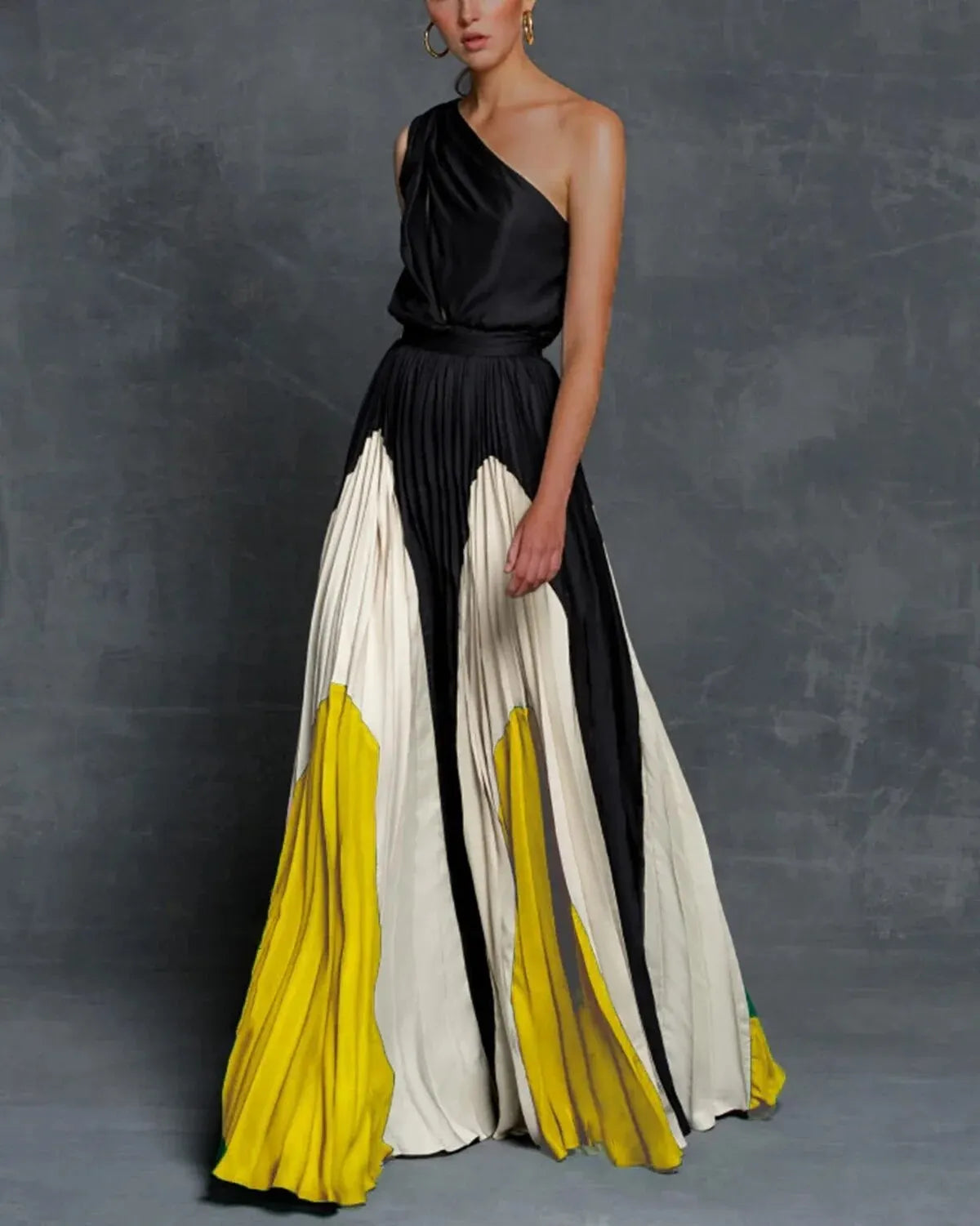 Femme - Robe maxi une épaule - Élégante et Chic - Idéale pour les soirées - Confortable et Tendance