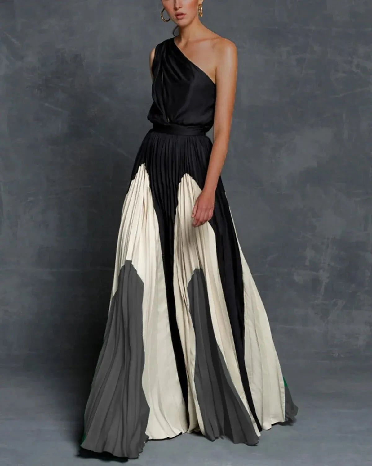 Femme - Robe maxi une épaule - Élégante et Chic - Idéale pour les soirées - Confortable et Tendance