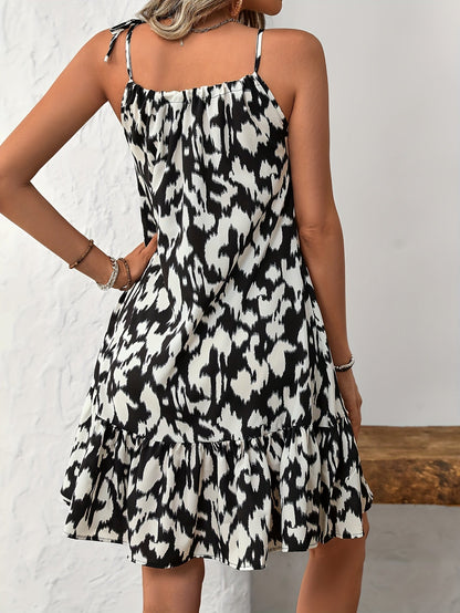 Femme - Robe d'été à bretelles spaghetti - Imprimé allover, sans manches, confortable - Mode estivale